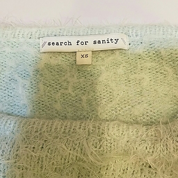 Search for Sanity Mint Green Fuzzy Eyelash Sweater - Picture 3 of 6